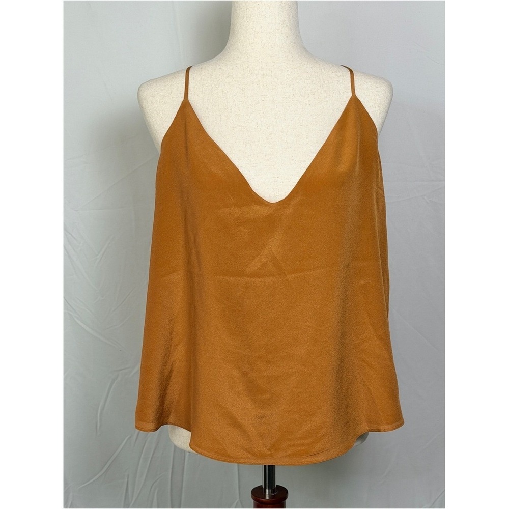 Habitual 100%Silk V-Neck Spaghetti Strap Cami - Rust Brown, flowy, luxe, resort